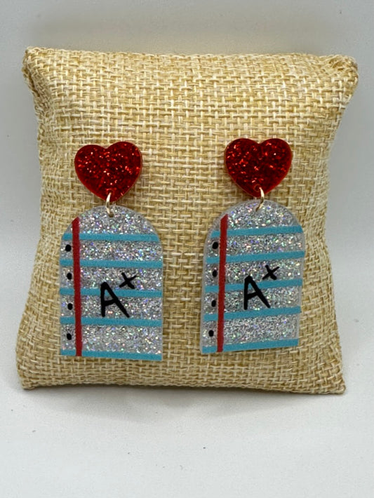 A+ plus Teacher beaded earrings