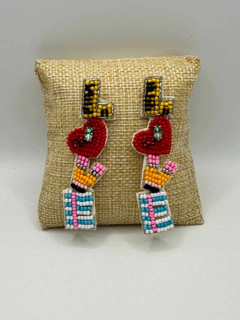 Love of Teaching beaded earrings